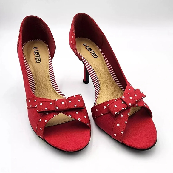 Unlisted A Kenneth Cole Production Red Polka Dot Women’s Shoes - Picture 1 of 12